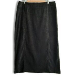 PENNINGTONS NWOT - Faux Suede Soft Maxi Long Length Skirt Back Slit Black Sz 18